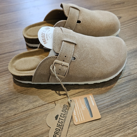 Shoes - Project Cloud Benton Tan Sand Suede Clogs Size 8